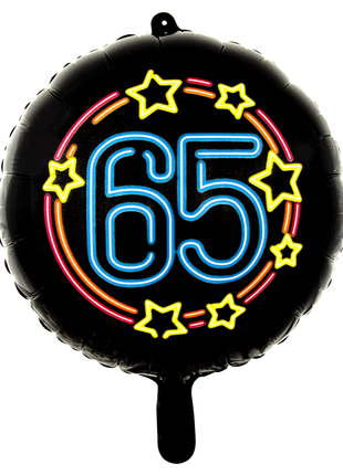 65 Jahre Folienballon - 45 cm - Neon