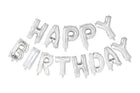 Folieballon - 40 cm - Happy Birthday - zilver