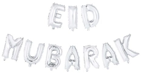 Folieballon - 40 cm - zilver - Eid Mubarak