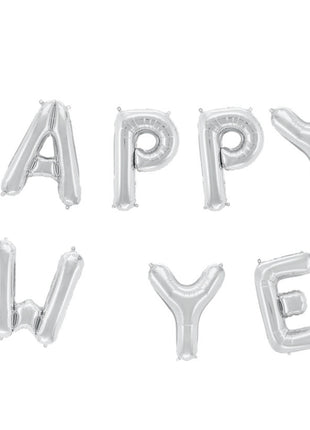 Happy New Year Folieballon - 40 cm - zilver