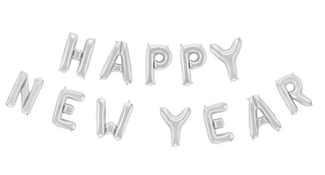 Happy New Year Folieballon - 40 cm - zilver