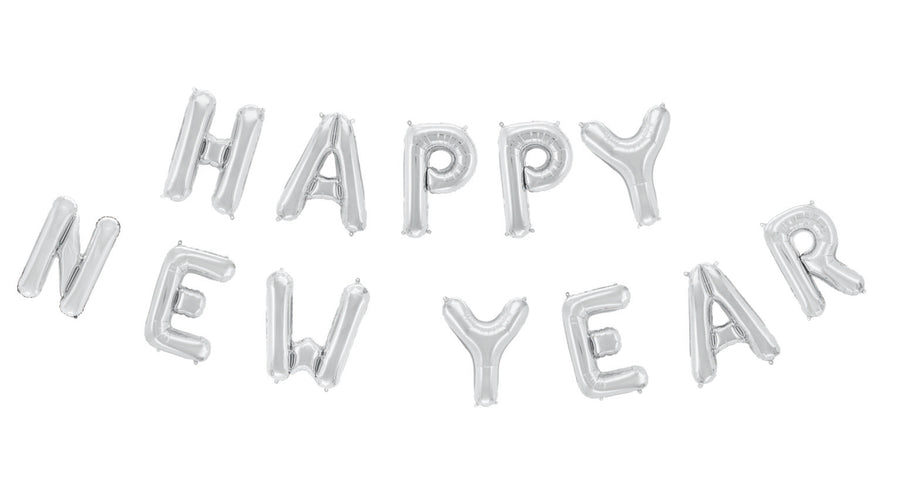 Happy New Year Folieballon - 40 cm - zilver