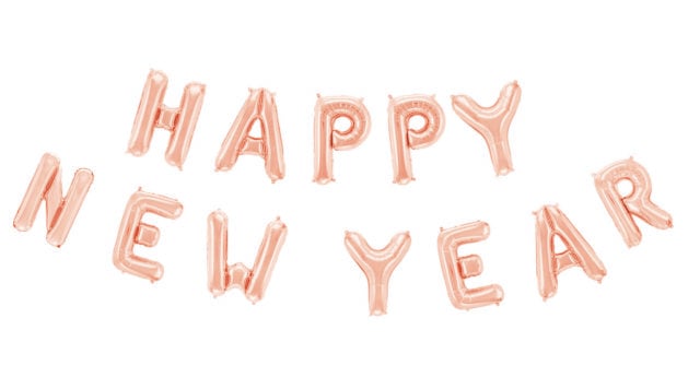 Happy New Year Folieballon - 40 cm - rosé goud