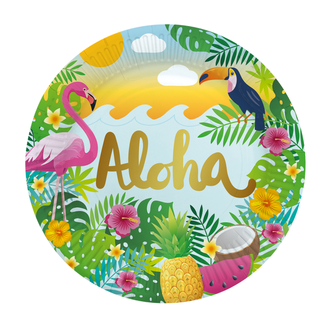 Aloha Papieren bordjes - 8 stuks - 23 cm