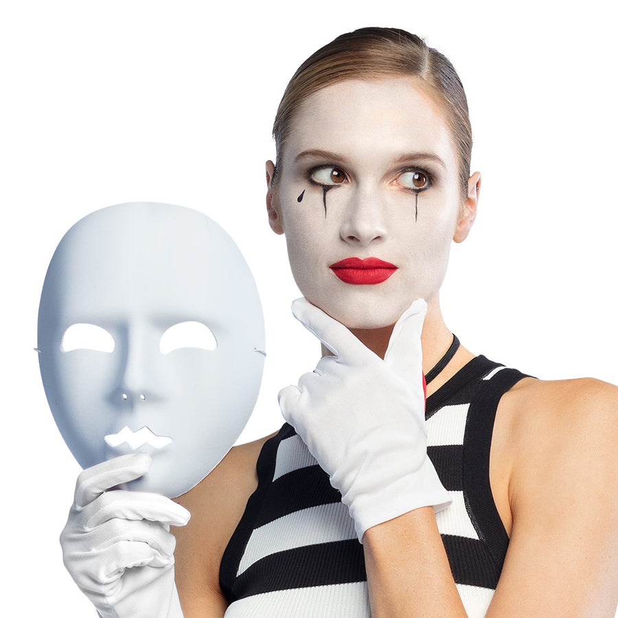 Boland gezichtsmasker Mime wit