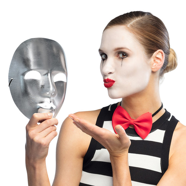 Boland gezichtsmasker Mime zilver