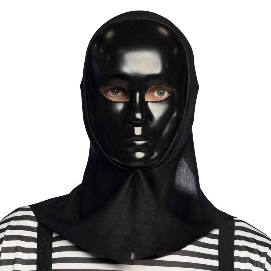 Boland gezichtsmasker Mime zwart met kap
