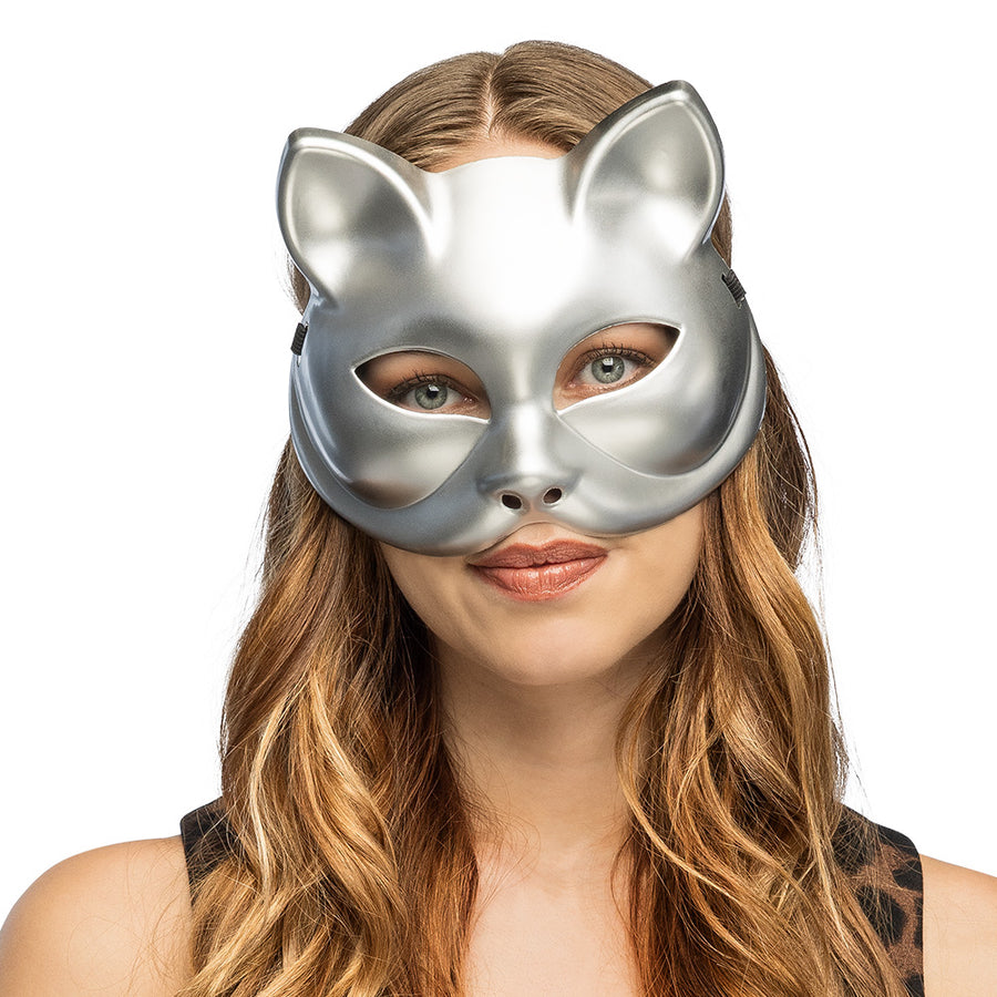 Boland halfmasker Kitty zilver