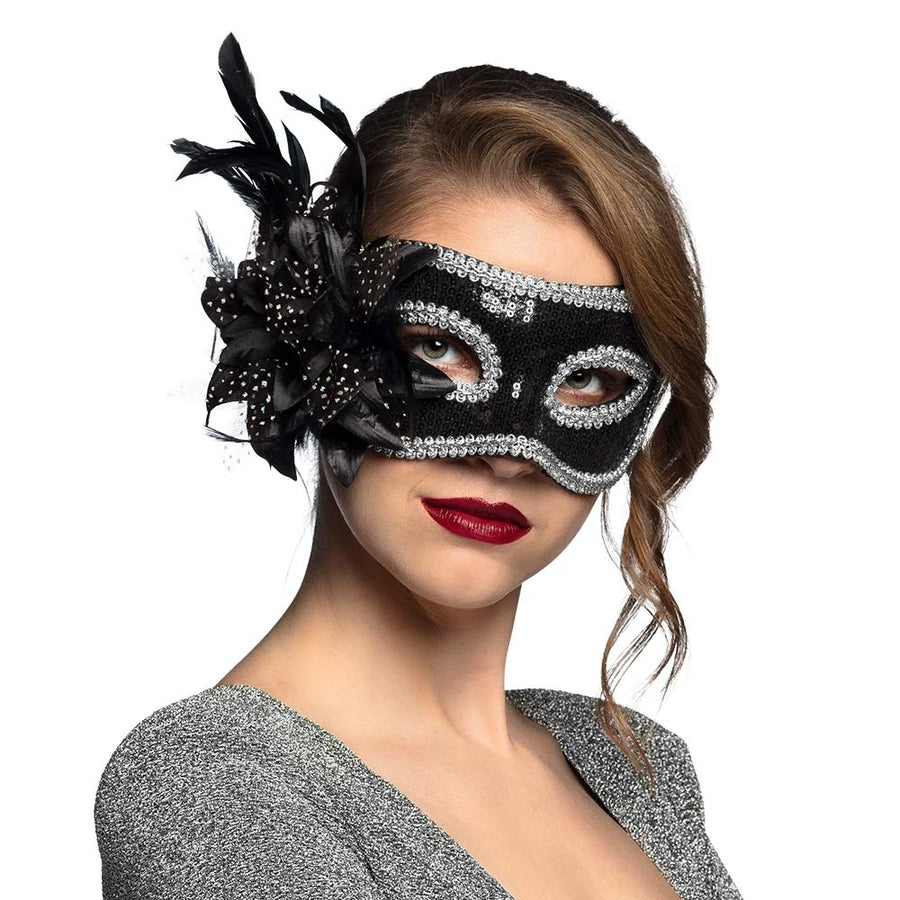 Boland oogmasker Venice fiore zwart