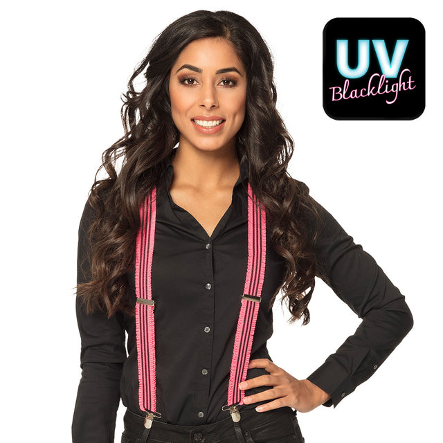 Boland bretels Ruches neonroze UV
