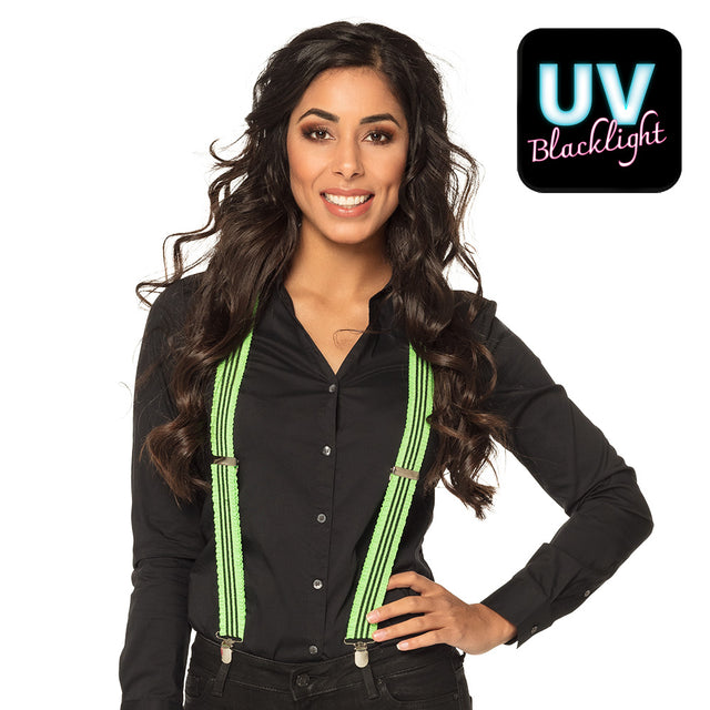Boland bretels Ruches neongroen UV