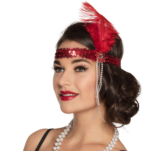 Boland hoofdband Flapper rood