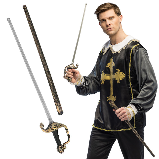 Boland musketierdegen Duelblade met schede (68 cm)