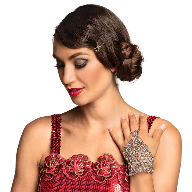 Boland handschoen Flapper zilver