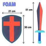 Boland kinderset Ridder Dragon chaser blue/rood schuimrubber (zwaard en schild)