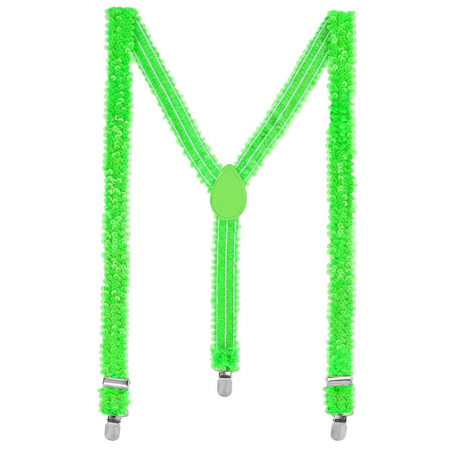 Boland bretels Pailletten neongroen
