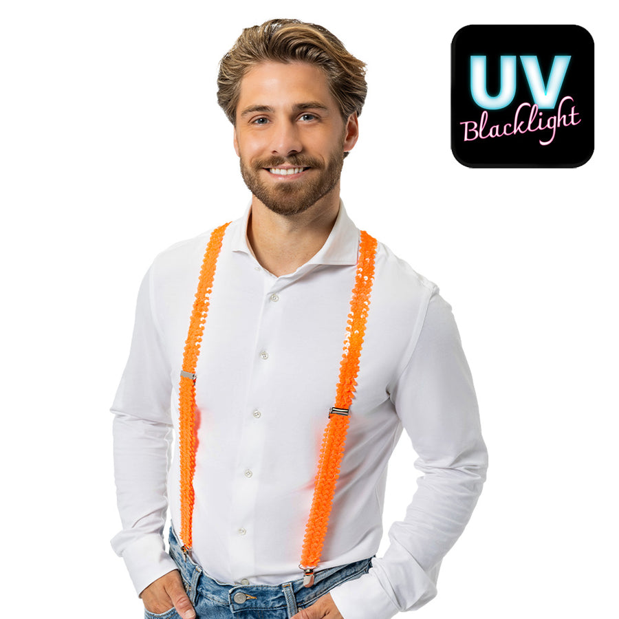 Boland bretels Pailletten neonoranje