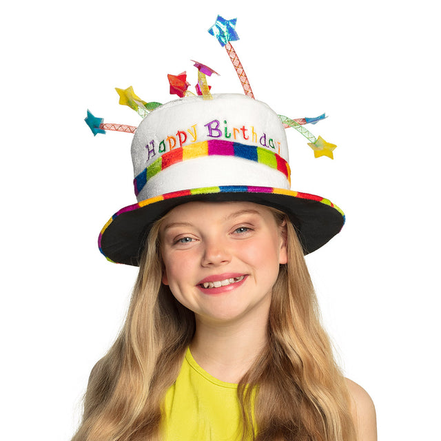 Boland kinderhoed Rainbow cake 'Happy birthday'