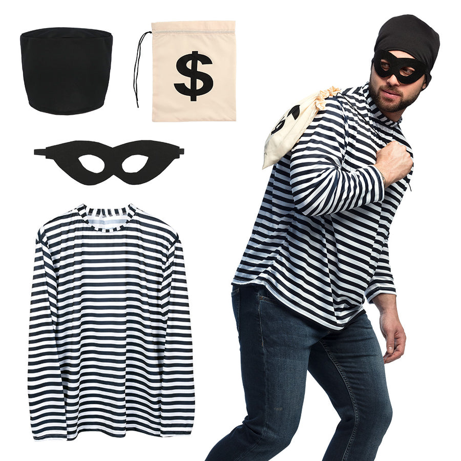 Boland set Inbreker (shirt L/XL, hoed, oogmasker en zak)