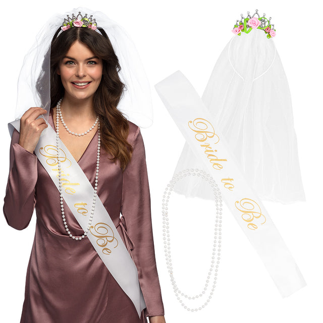 Boland set Bruid (diadeem, ketting en sjerp)