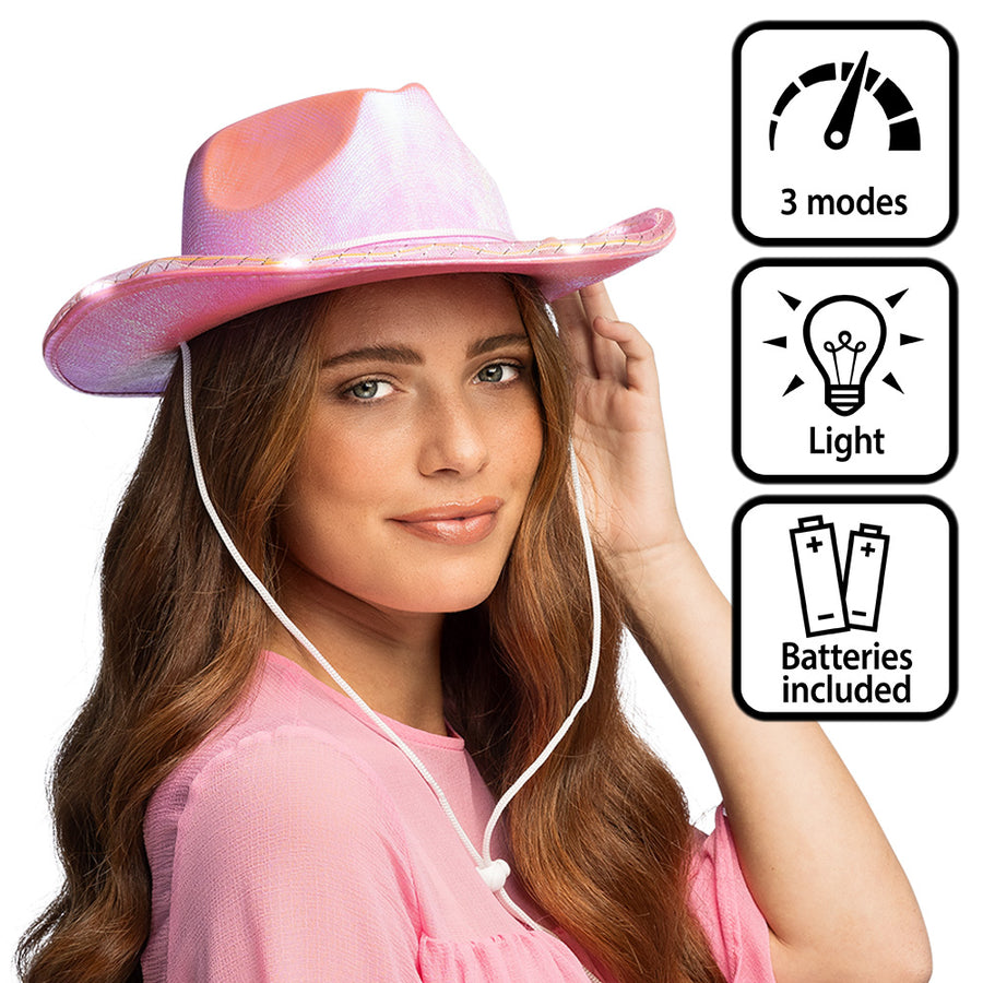 Boland lED cowboyhoed Pearl roze