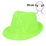 Boland hoed Popstar sequins neongroen UV