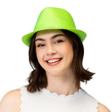 Boland hoed Popstar sequins neongroen UV