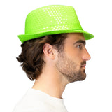 Boland hoed Popstar sequins neongroen UV