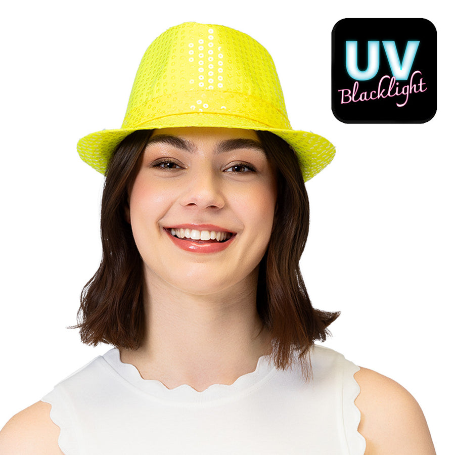 Boland hoed Popstar sequins neongeel UV