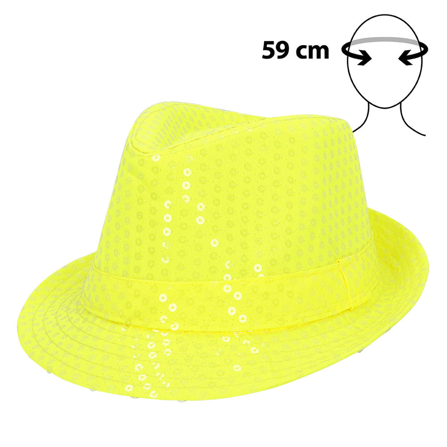 Boland hoed Popstar sequins neongeel UV
