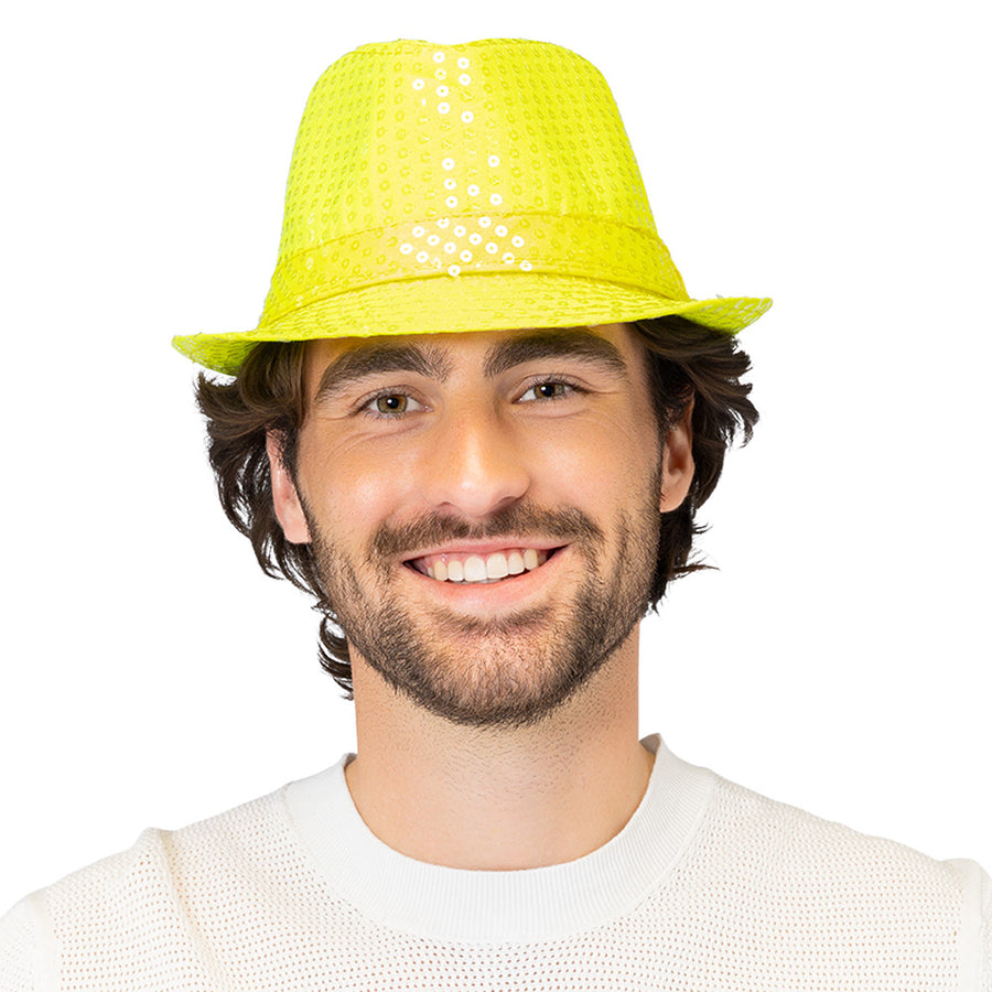 Boland hoed Popstar sequins neongeel UV