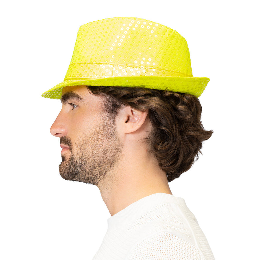 Boland hoed Popstar sequins neongeel UV