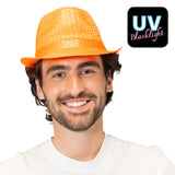 Boland hoed Popstar sequins neonoranje UV