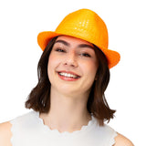 Boland hoed Popstar sequins neonoranje UV
