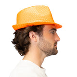 Boland hoed Popstar sequins neonoranje UV