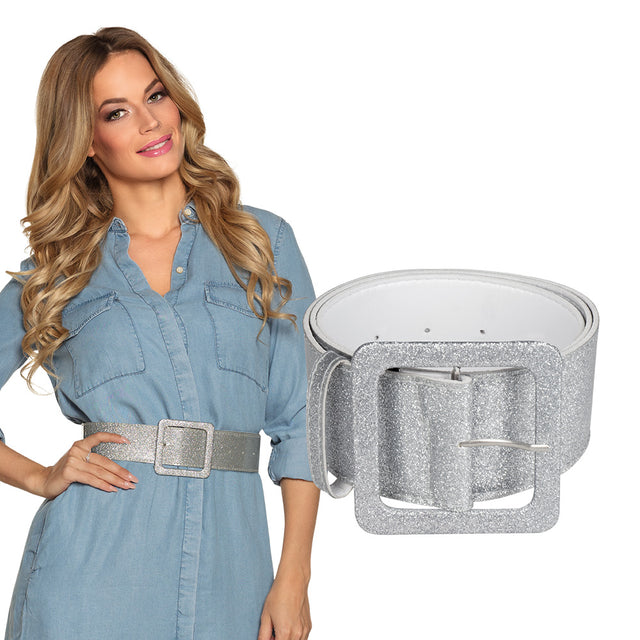 Boland riem Glitter zilver (120 x 5,5 cm)