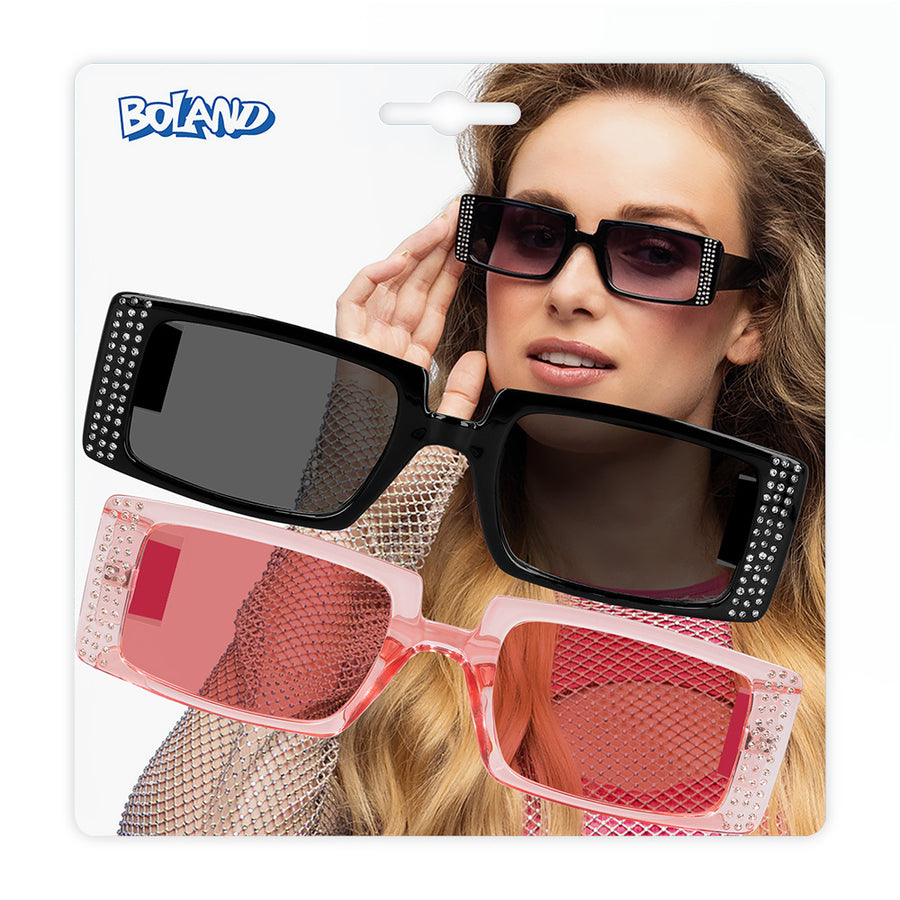 Boland set 2 Partybrillen Escape (zwart en roze)