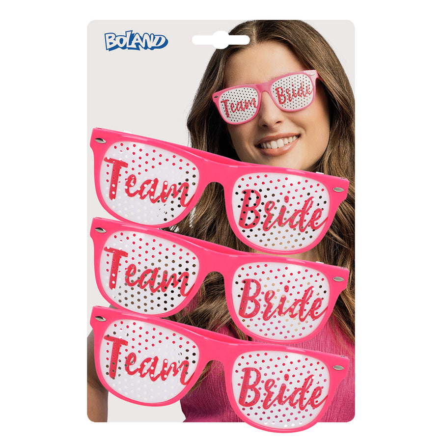 Boland set 3 partybrillen 'Team bride'