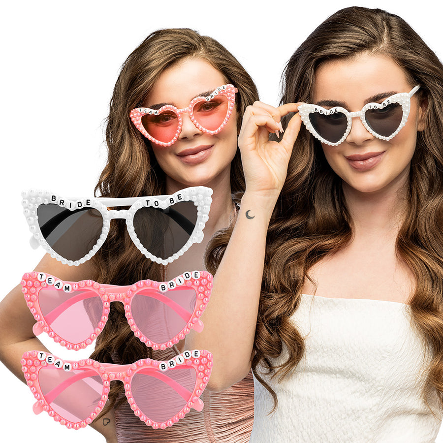 Boland set 3 partybrillen Bridal pearl (bride en team bride)