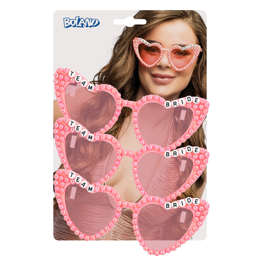 Boland set 3 partybrillen Pearl 'Team bride'