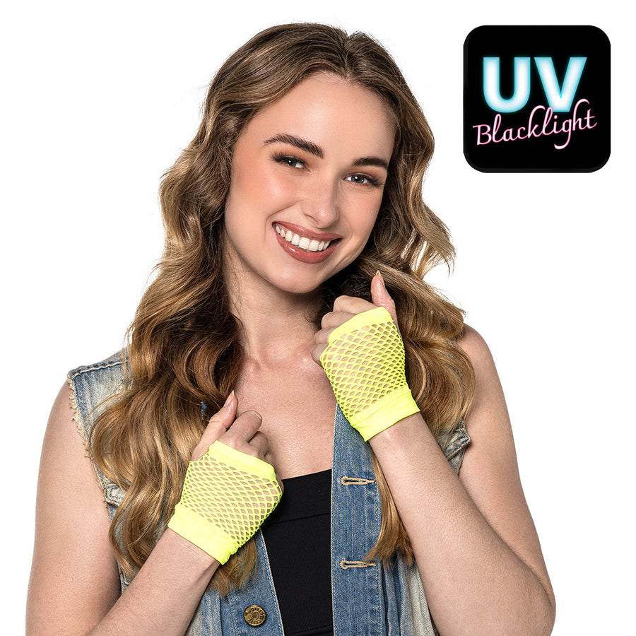 Boland paar handschoenen pols Mesh neongeel