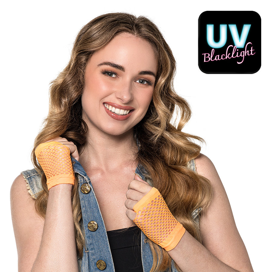 Boland paar handschoenen pols Mesh neonoranje