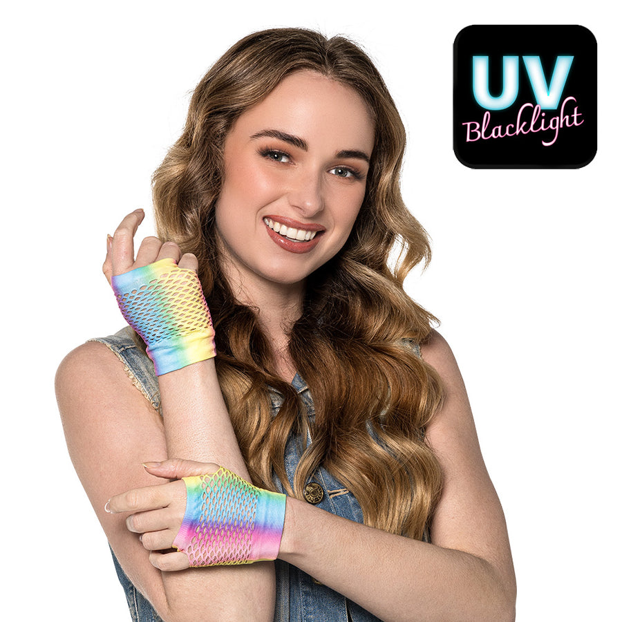 Boland paar handschoenen pols Mesh regenboog