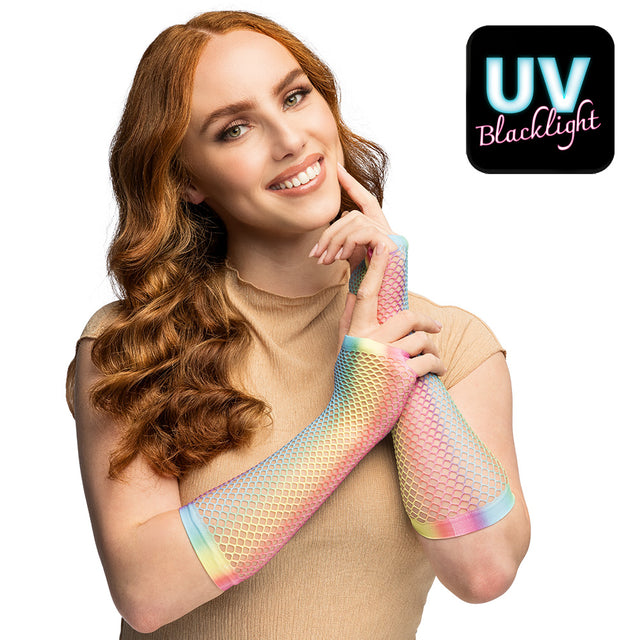 Boland paar handschoenen eleboog Mesh regenboog