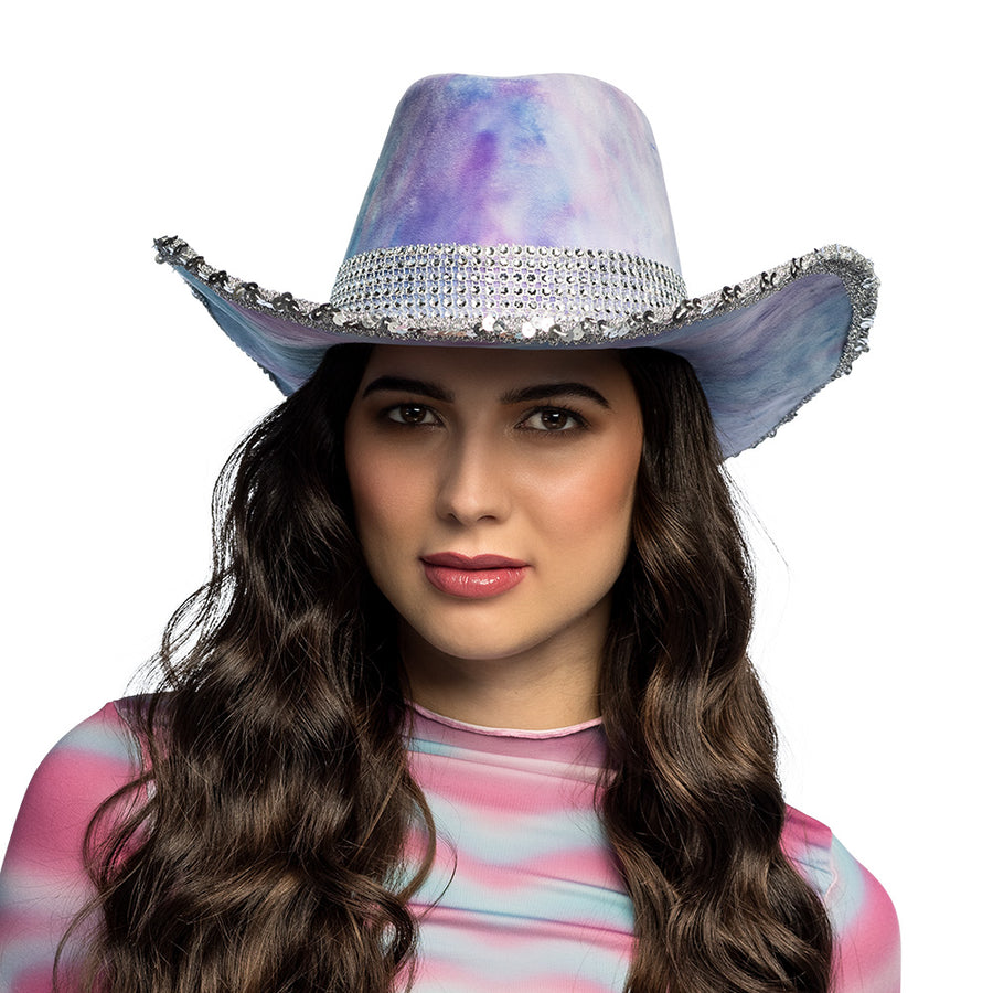 Boland cowboyhoed Darling lila/blauw
