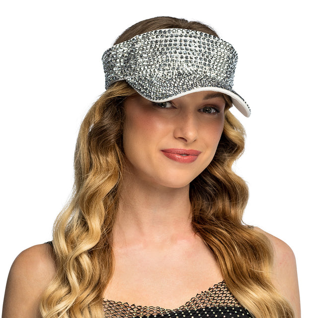 Boland zonneklep Glam zilver (verstelbaar)