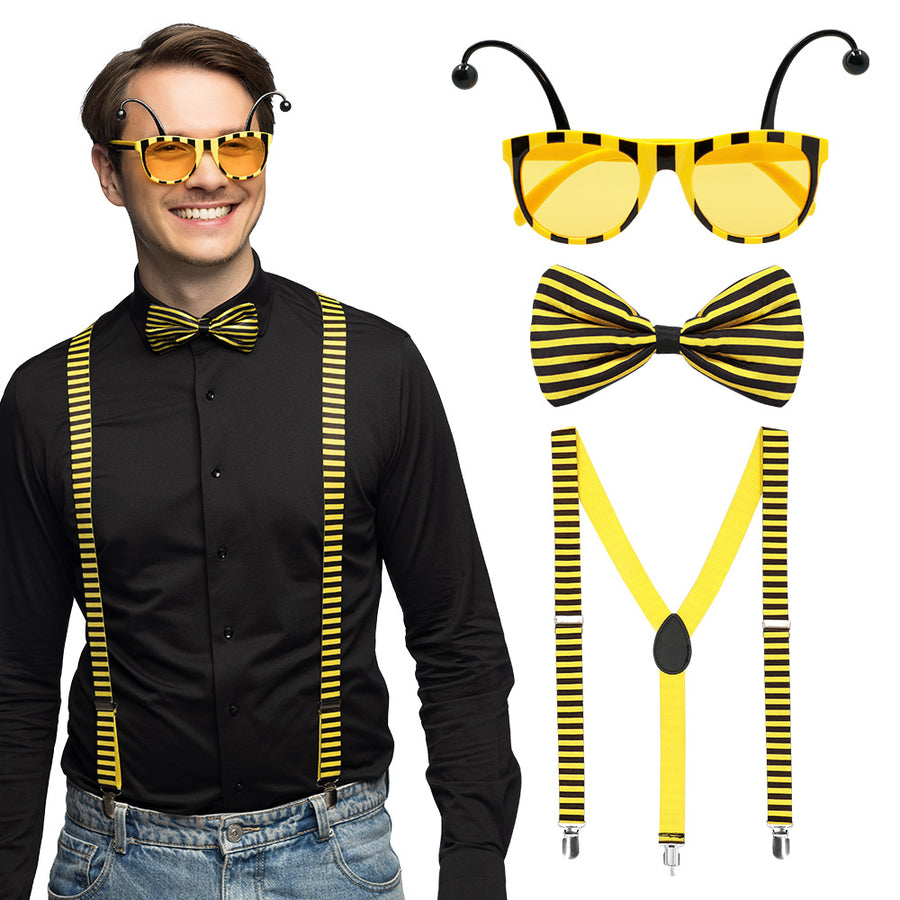 Boland set Honingbij (bretels, bril en vlinderstrik)