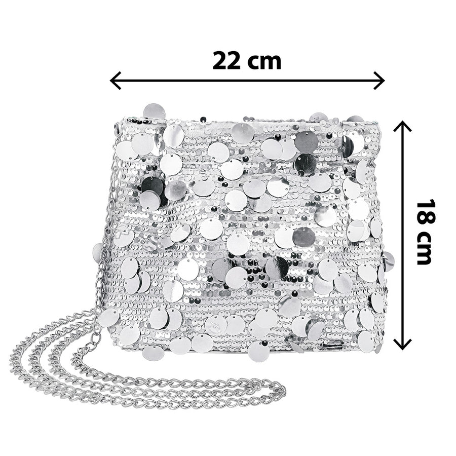 Boland schoudertasje Glamour zilver (20 x 18 cm)