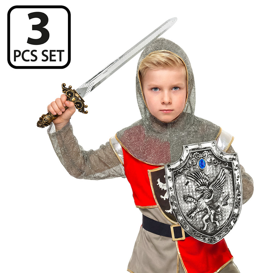 Boland kinderset Knight warrior (schild 27 x 20 cm en 2 zwaarden 49 cm)