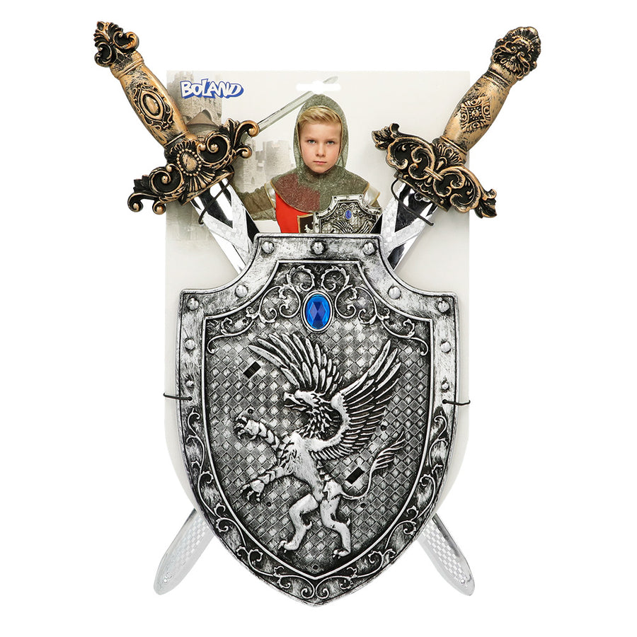 Boland kinderset Knight warrior (schild 27 x 20 cm en 2 zwaarden 49 cm)